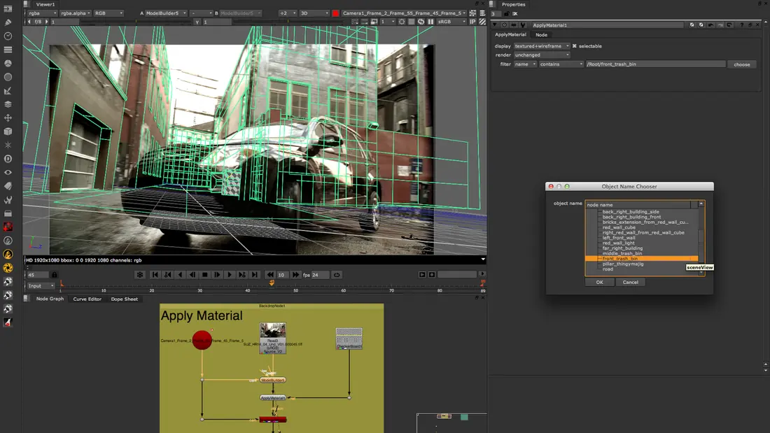 Compositing node graph