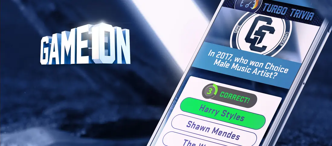 Game On trivia on a phone